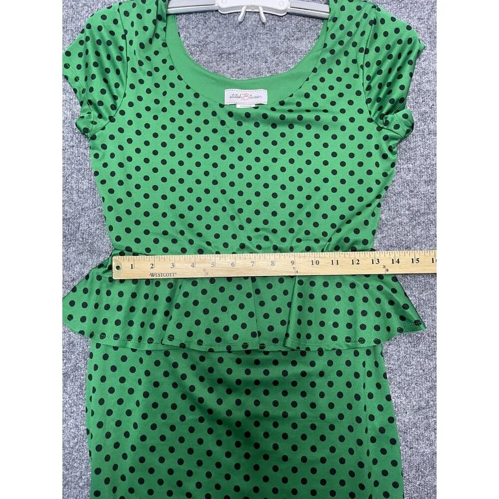 Stitch Btween Dress Womens Medium Green Polka Dot Print Mini - Picture 5 of 6